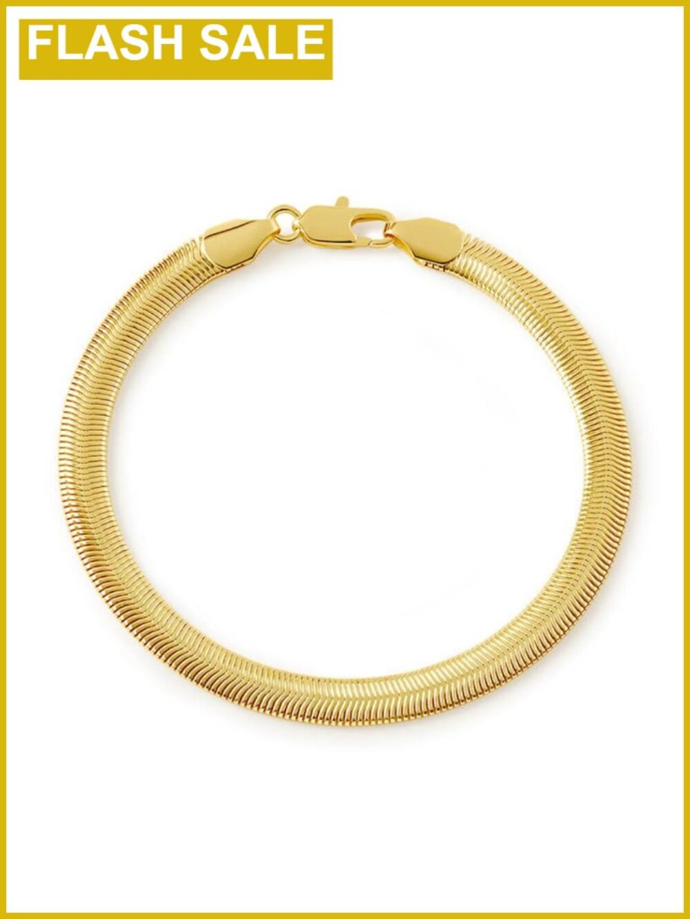 18K Gold Plated Snake Chain Bracelet 6mm Flat Flexible Herringbone Minimalist